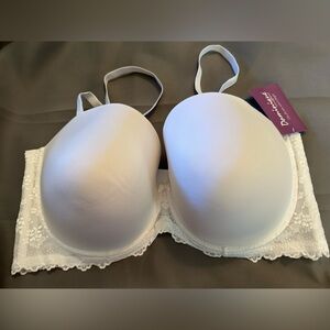 Dominique White Lace Convertible 46DD Convertible Strapless Bra NWT